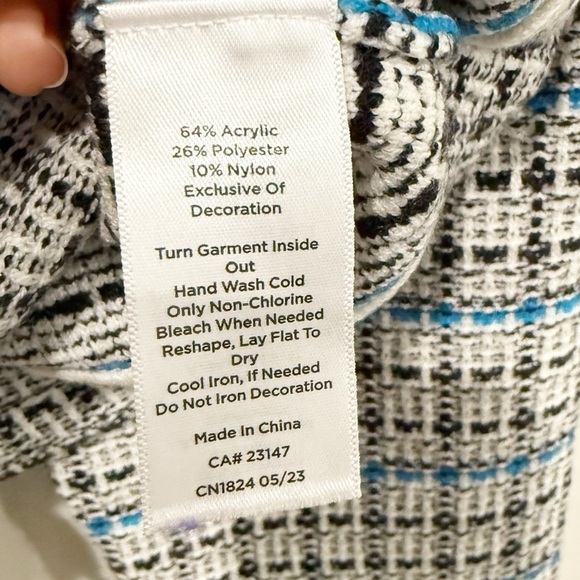 TALBOTS Mademoiselle Plaid Coatigan Sweater Tweed Pearl Buttons Size Medium - Picture 9 of 10